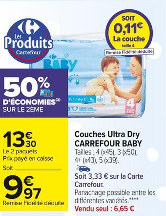 Carrefour Market Carrefour baby couches ultra dry offre