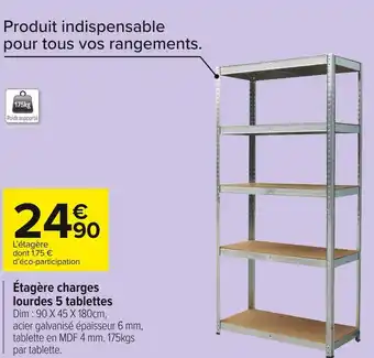 Carrefour Market Étagère charges lourdes 5 tablettes offre