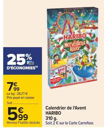 Carrefour Haribo calendrier de l'avent offre