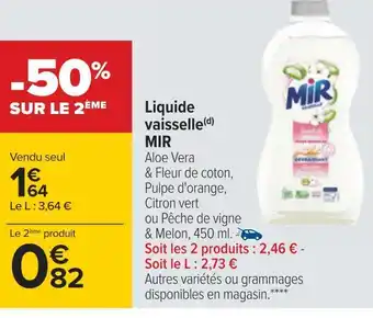 Carrefour Mir liquide vaisselle offre
