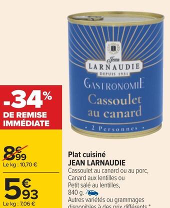 Carrefour Jean larnaudie plat cuisiné offre