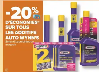 Wynn's -20% d’économies sur tous les additifs auto wynn's
