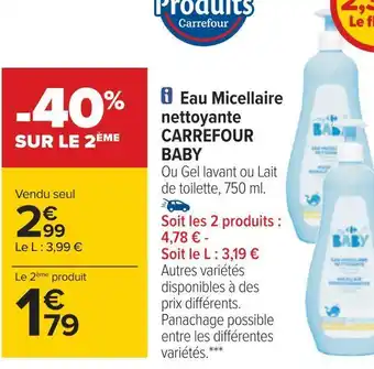Carrefour Carrefour baby eau micellaire nettoyante offre