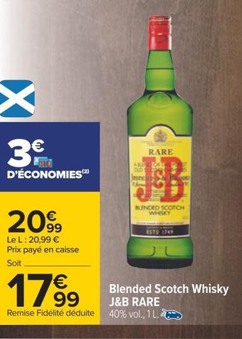 Carrefour J&b rare blended scotch whisky offre