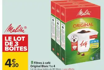 Carrefour Melitta filtres à café original blanc 1 x 4 offre