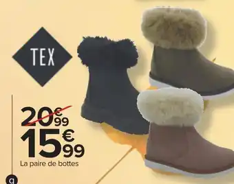 Carrefour Tex bottes fourrées enfant offre