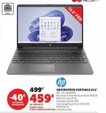 Hyper U Hp ordinatuer portable 15.6 offre