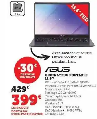 Hyper U Asus ordinateur portable 15.6 offre