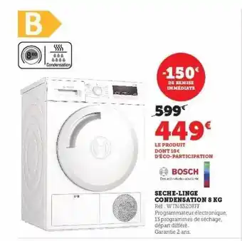 Hyper U Bosch sèche-linge condensation 8 kg offre