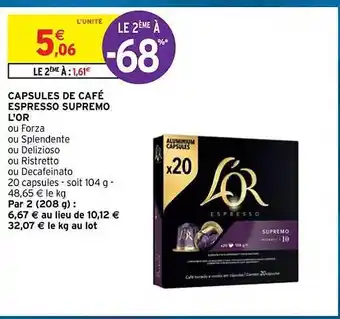 Intermarché Capsules de café espresso supremo l'or offre