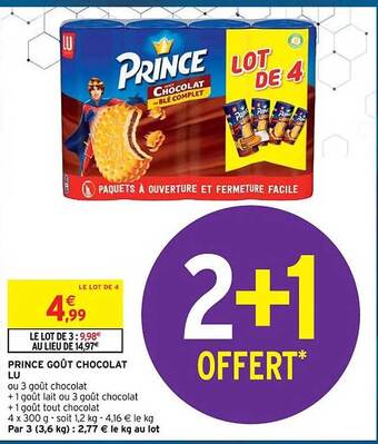 Intermarché Prince goût chocolat lu offre
