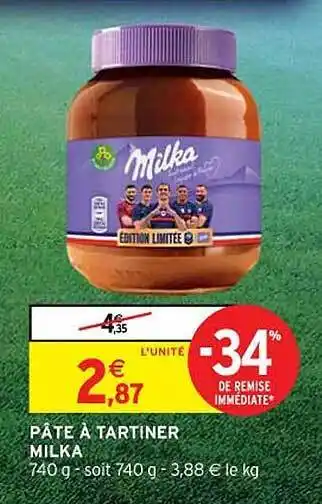 Intermarché Pâte à tartiner milka offre
