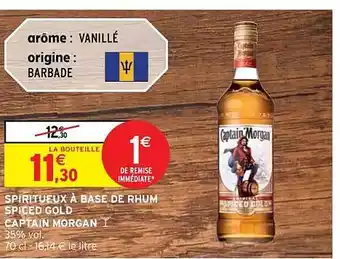 Intermarché Spiritueux à base de rhum spiced gold captain morgan offre