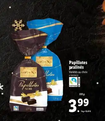 Lidl Favorina papillotes pralinés offre