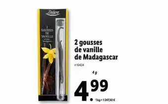 Lidl Deluxe 2 gousses de vanille de madagascar offre