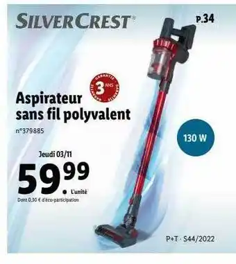 Lidl Silver crest aspirateur sans fil polyvalent offre
