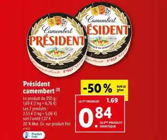 Lidl Président camembert offre