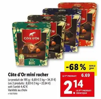 Lidl Côte d'or mini rocher offre