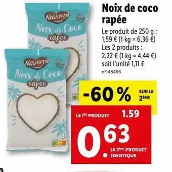 Lidl Navarre noix de coco rapée offre