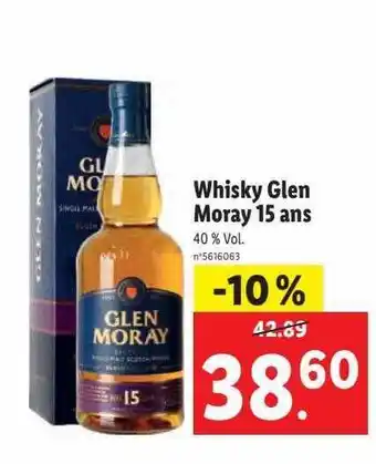 Lidl Whisky glen moray 15 ans offre