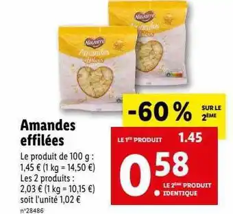 Lidl Amandes effilées navarre offre