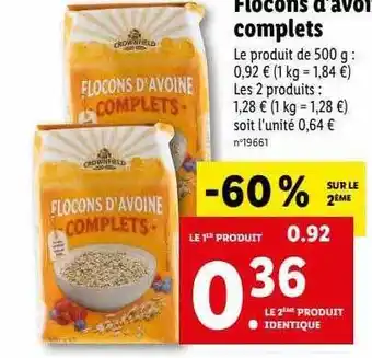 Lidl Flocons d'avoine complets offre