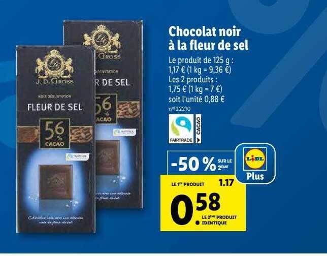 Promo J.d. gross chocolat noir à la fleur de sel chez Lidl