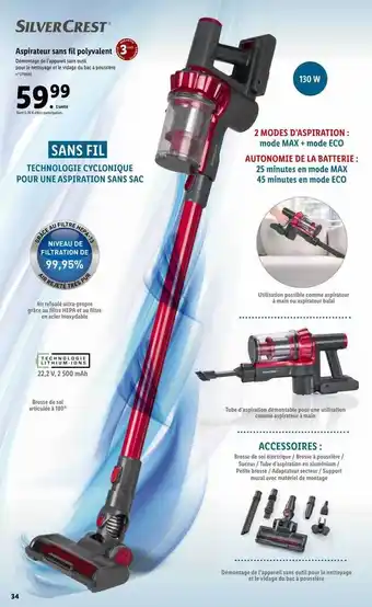 Lidl Silvercrest aspirateur sans fil polyvalent offre