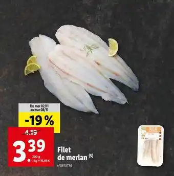 Lidl Filet de merlan offre