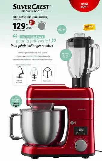 Lidl Silvercrest robot multifonction rouge ou argenté offre