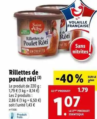 Lidl Rillettes de poulet rôti saint alby offre