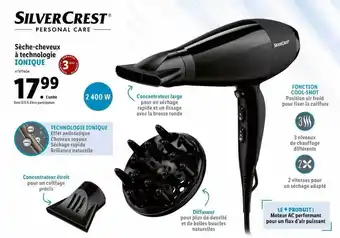 Lidl Sivlercrest sèche-cheveux à technologie offre