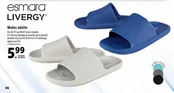 Lidl Esmara livergy mules adulte offre