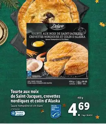 Lidl Tourte aux noix de saint-jacques, crevettes nordiques et colin d'alaska deluxe offre