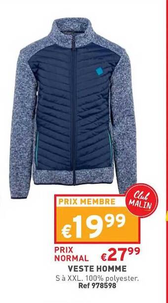 Trafic Veste homme offre