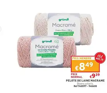 Trafic Pelote de laine macrame offre