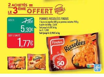 Match Pommes rissolées findus offre