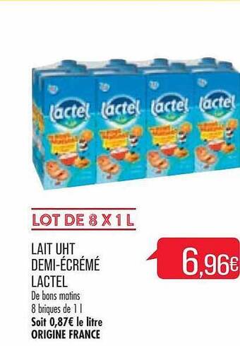Match Lait uht demi-écrémé lactel offre