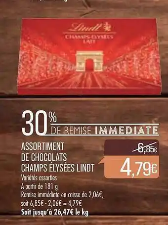 Match Assortiment de chocolats champs élysées lindt offre