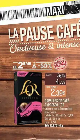 Capsules de café expresso l'or