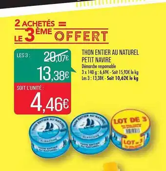Match Thon entier au naturel petit navire offre