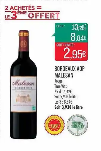 Match Bordeaux aop malesan offre