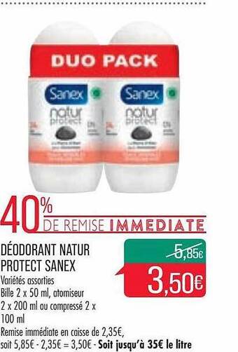 Match Déodorant natur protect sanex offre