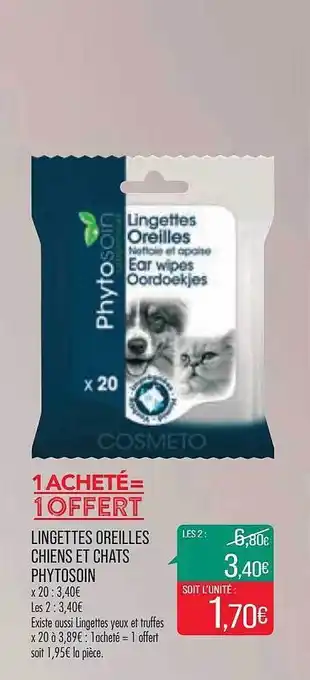 Match Lingettes oreilles chiens et chats phytosoin offre