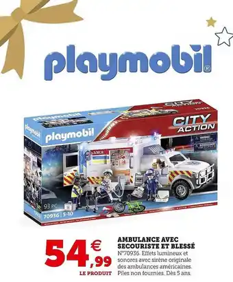 Hyper U Ambulance avec secouriste et blessé playmobil offre