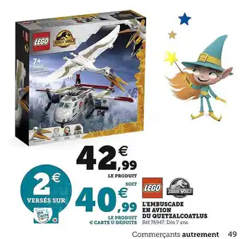 Hyper U L'embuscade en avion du quetzalcoatlus lego jurassic world offre