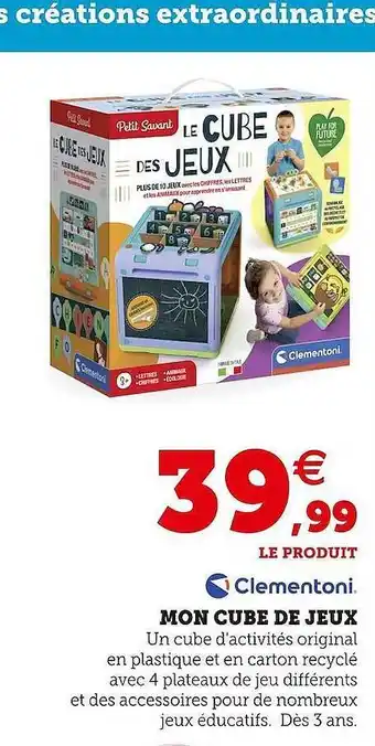 Hyper U Clementoni mon cube de jeux offre
