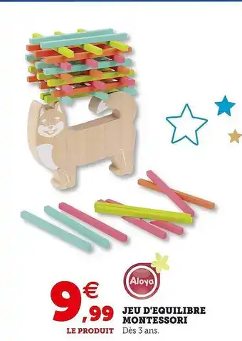 Hyper U Aloya jeu d'équilibre montessori offre
