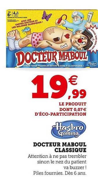 Hyper U Hasbro gaming docteur maboul classique offre