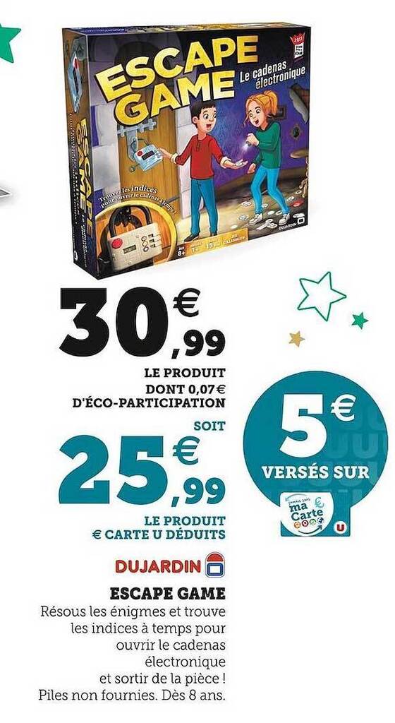 Promo Dujardin escape game chez Hyper U